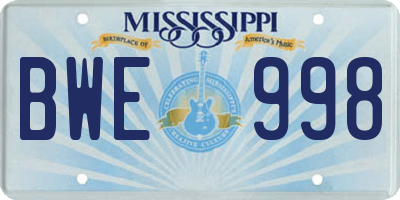 MS license plate BWE998
