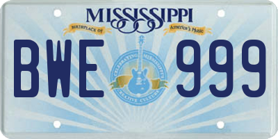 MS license plate BWE999