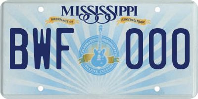 MS license plate BWF000