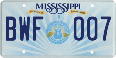 MS license plate BWF007