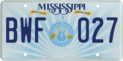 MS license plate BWF027