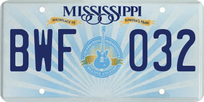 MS license plate BWF032