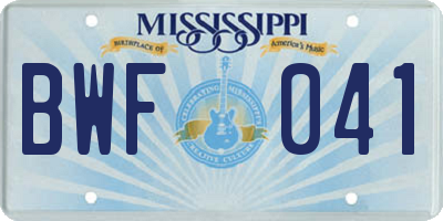 MS license plate BWF041