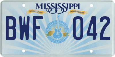 MS license plate BWF042