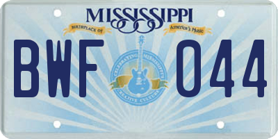 MS license plate BWF044
