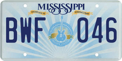 MS license plate BWF046