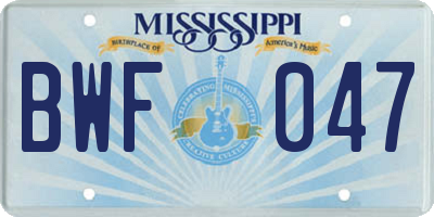 MS license plate BWF047