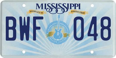 MS license plate BWF048