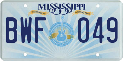 MS license plate BWF049