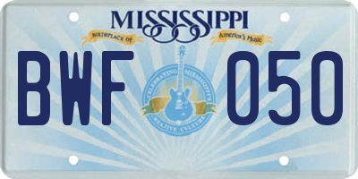 MS license plate BWF050