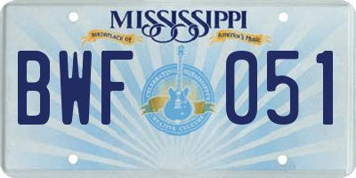MS license plate BWF051