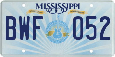 MS license plate BWF052