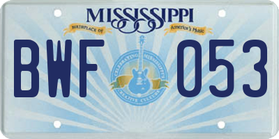 MS license plate BWF053