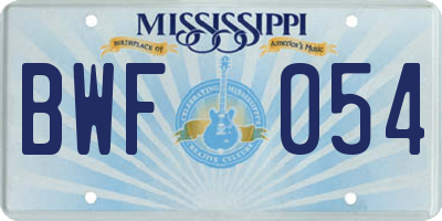 MS license plate BWF054