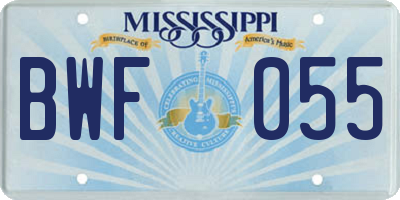MS license plate BWF055