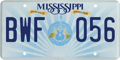 MS license plate BWF056