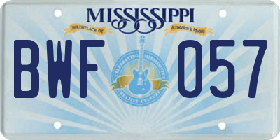 MS license plate BWF057