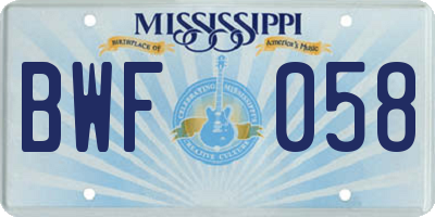 MS license plate BWF058
