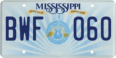 MS license plate BWF060