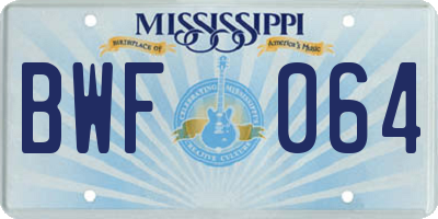 MS license plate BWF064