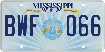 MS license plate BWF066