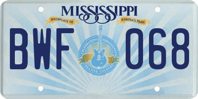 MS license plate BWF068