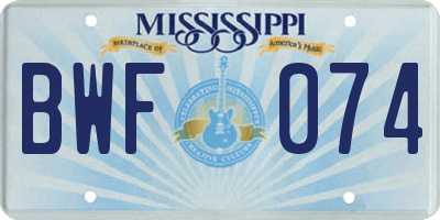 MS license plate BWF074