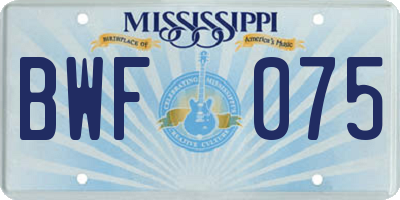 MS license plate BWF075