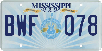 MS license plate BWF078