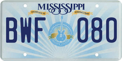 MS license plate BWF080