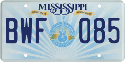 MS license plate BWF085