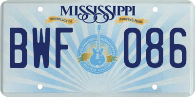 MS license plate BWF086