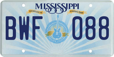 MS license plate BWF088