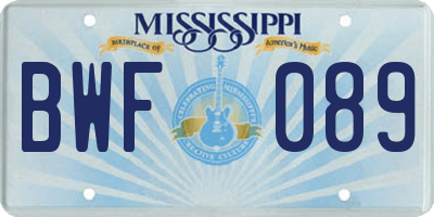 MS license plate BWF089