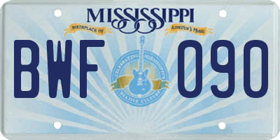 MS license plate BWF090