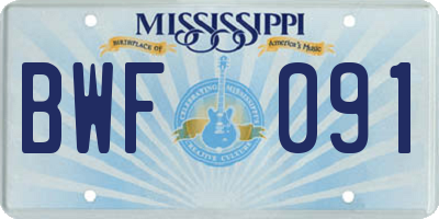 MS license plate BWF091