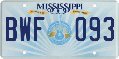 MS license plate BWF093