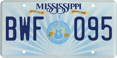 MS license plate BWF095