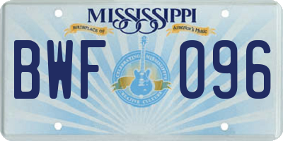 MS license plate BWF096