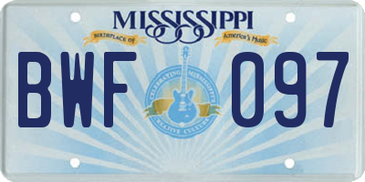 MS license plate BWF097