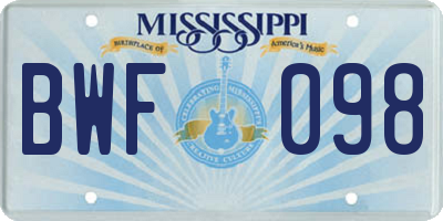 MS license plate BWF098