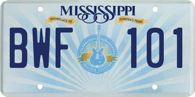 MS license plate BWF101