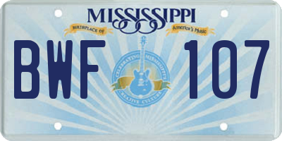 MS license plate BWF107