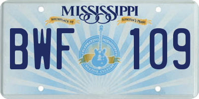 MS license plate BWF109
