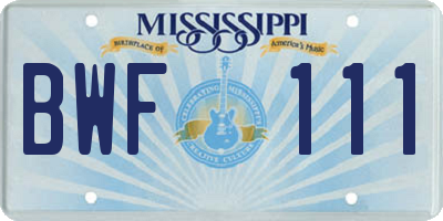 MS license plate BWF111