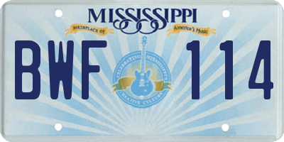 MS license plate BWF114