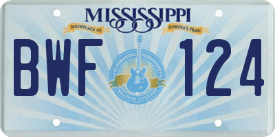 MS license plate BWF124