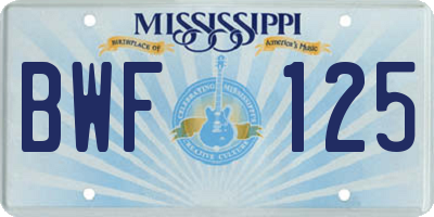 MS license plate BWF125