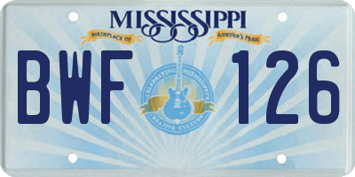 MS license plate BWF126