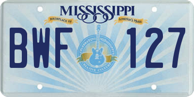 MS license plate BWF127